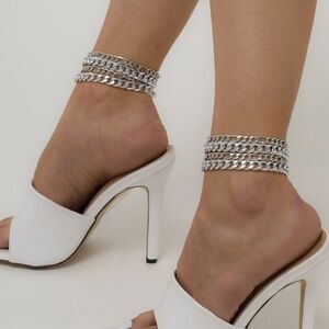 Stacked Silver Chain Anklet – Adjustable Layered Statement Jewelry